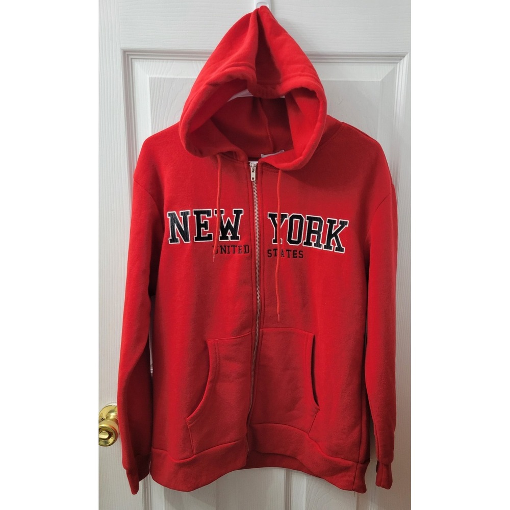 Better Together New York Womens Large Full Zip Hoodie Sweatshirt Red NWT